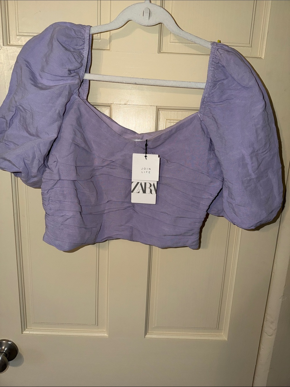 Zara Lavender Puff Sleeve Crop Top